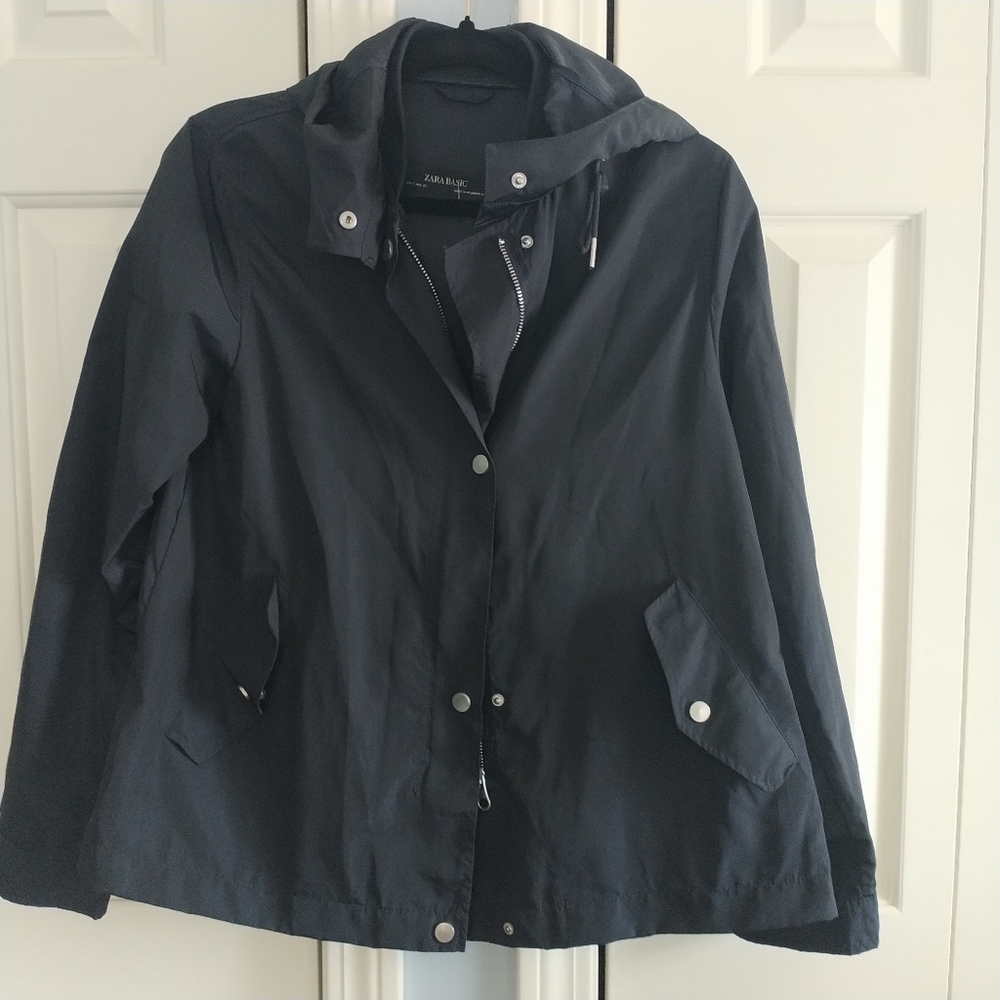 Zara Basic Parka Jacket Black Water Resistant Hoo… - image 3